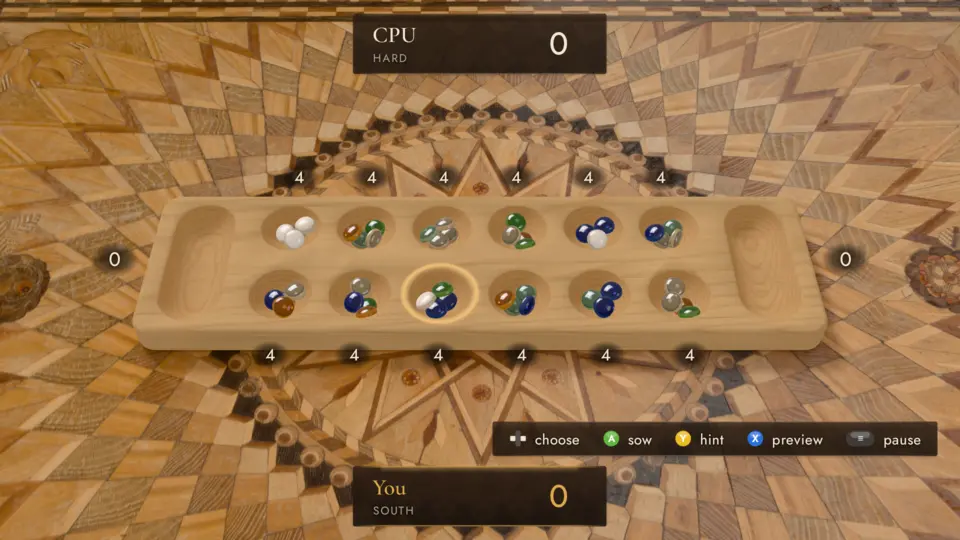 Image of Mancala Master 3D board game, mid-game